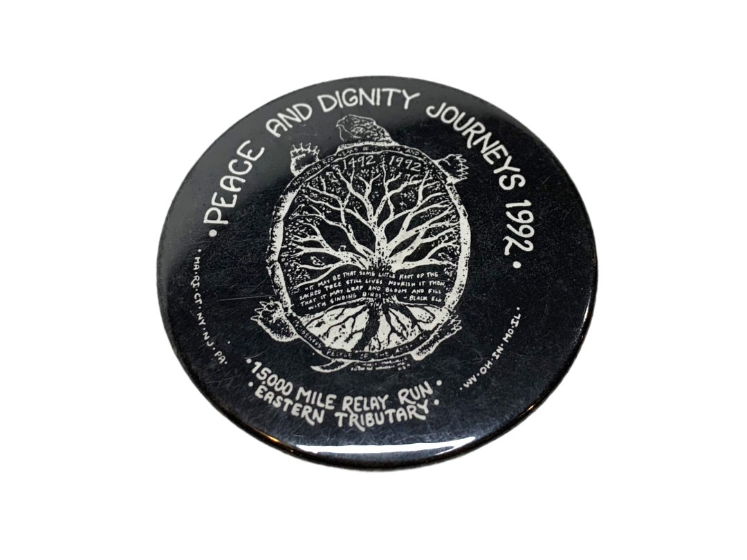 Vintage 1992 Pinback 15,000 Mile Relay Run Eastern Tributary Black White 2.25" Diameter