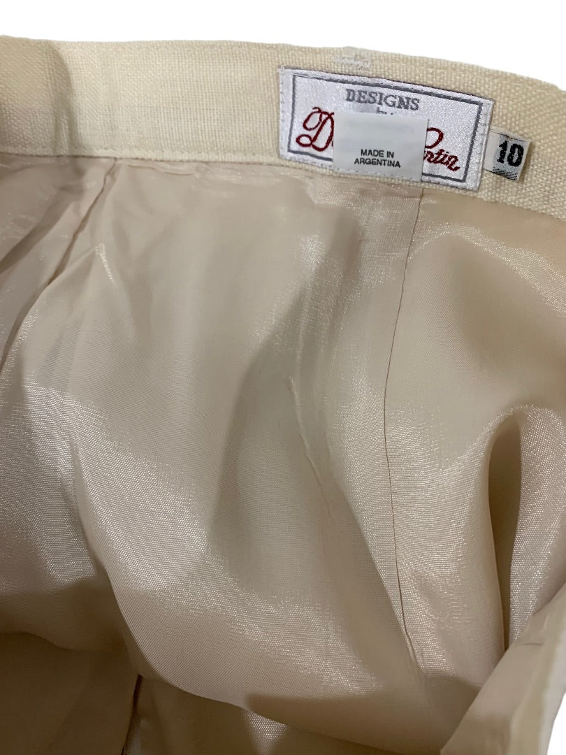 Size 10 Designs by Derek Martin Linen Blend Lined Dress Pants Cream Y2K Women's