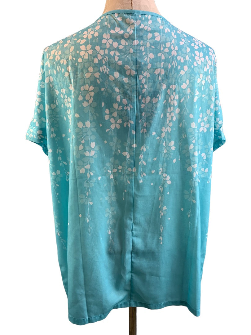 XXL Just Fashion Now Women's New Aqua White Pullover Blouse V-Neck