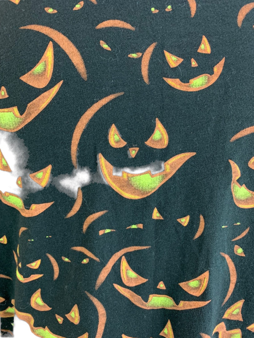 XXL ADTN Women's Black Jack-O-Lantern Short Sleeve Tshirt