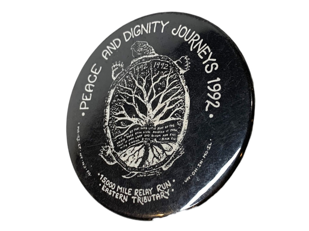 Vintage 1992 Pinback 15,000 Mile Relay Run Eastern Tributary Black White 2.25" Diameter