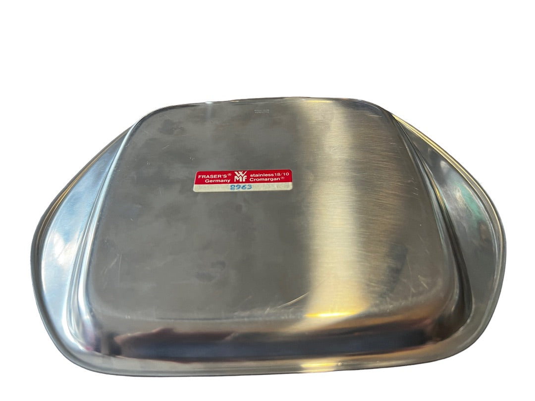 WMF Cromargan Germany Cheese Tray W Glass Dome Stainless SquaremCutting Board