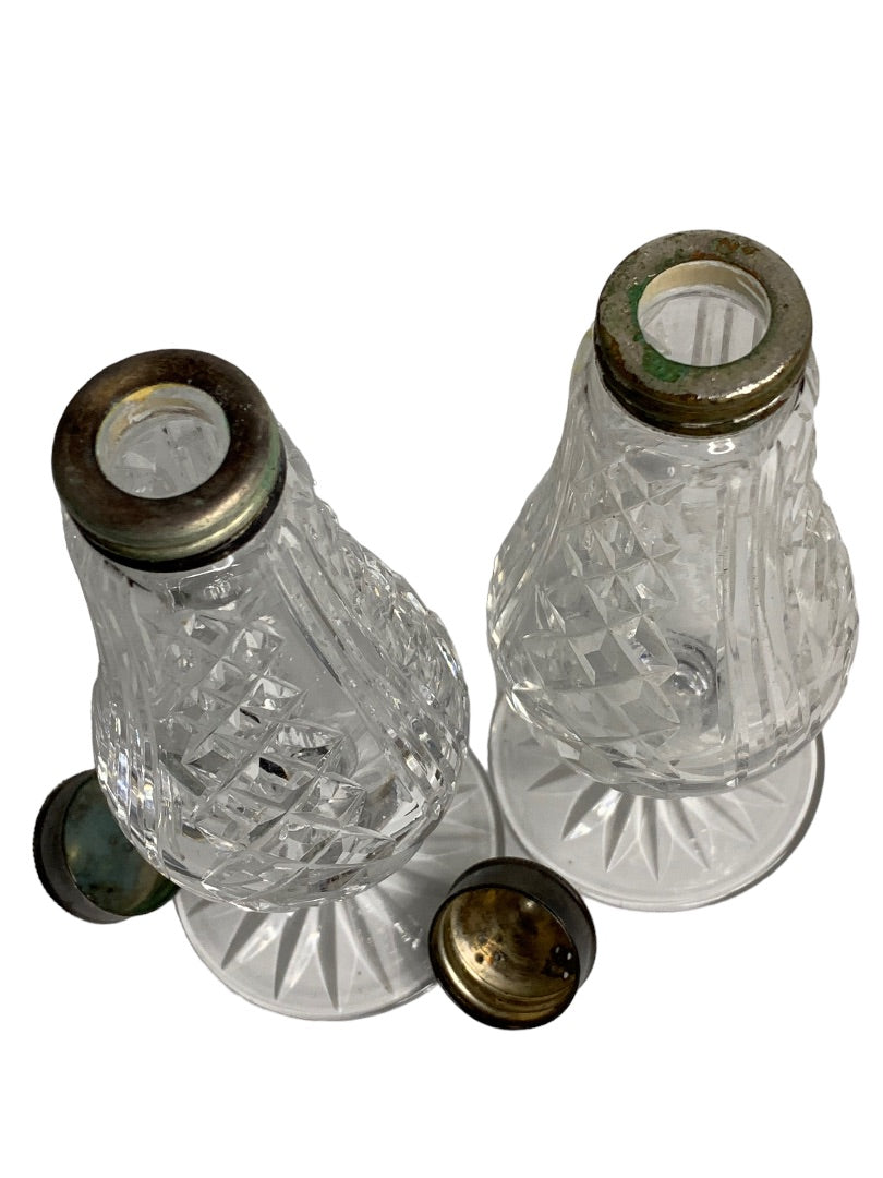 Vintage 1970s Crystal Footed Salt and Pepper Shakers Set 6.25 Inches