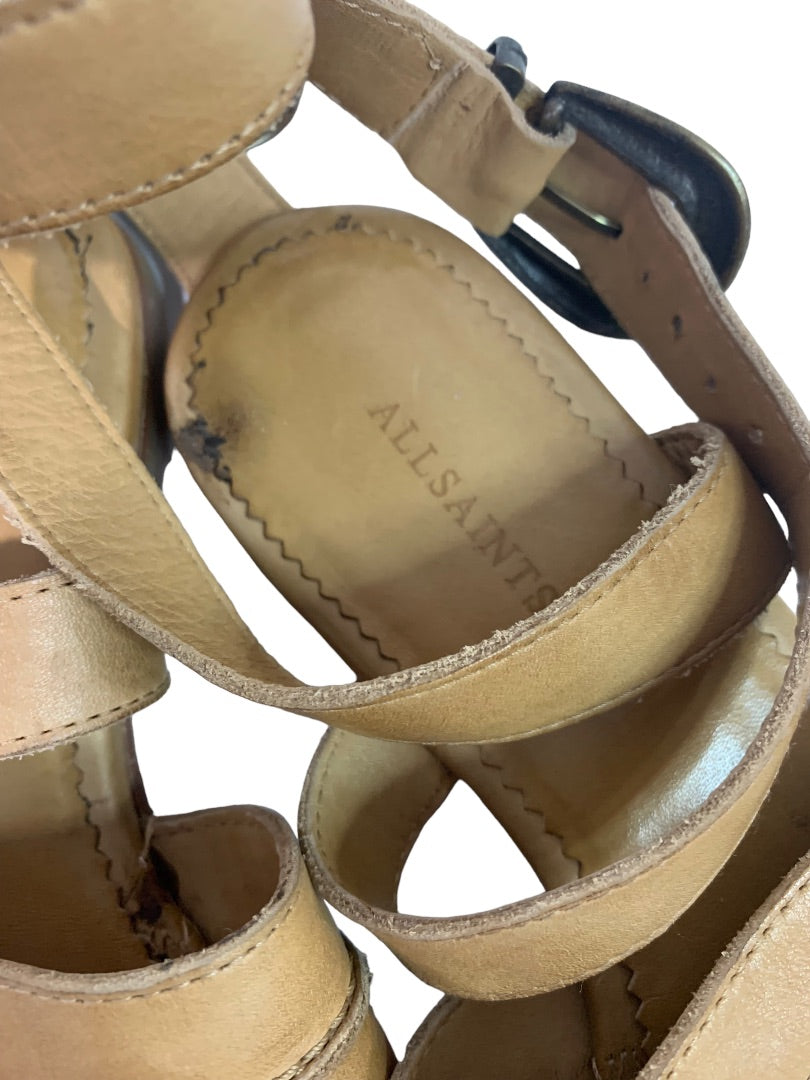 Size 37 AllSaints Spitalfields Leather Flat Ankle Strappy Gladiator Sandal