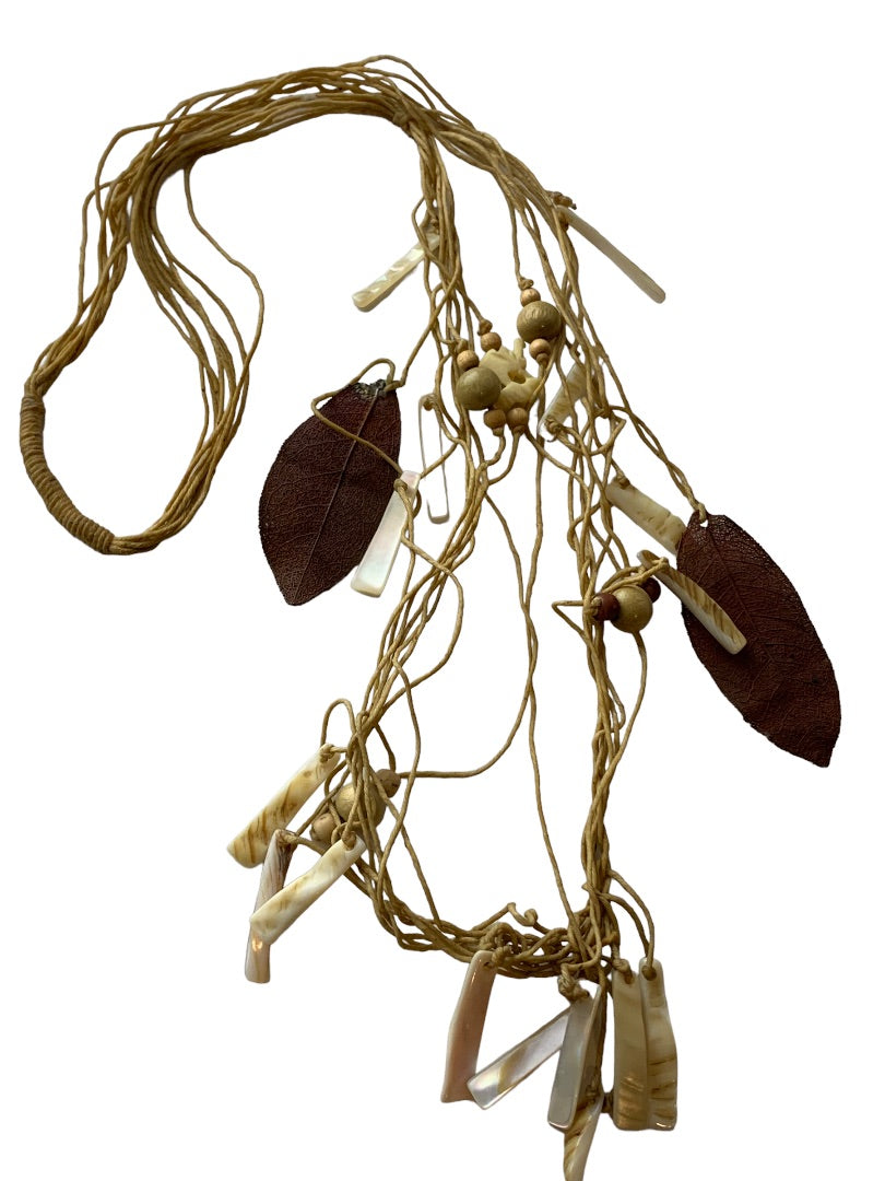 Coastal Beach Boho Copper Leaves 18" Drop Over Head Waxed Strings