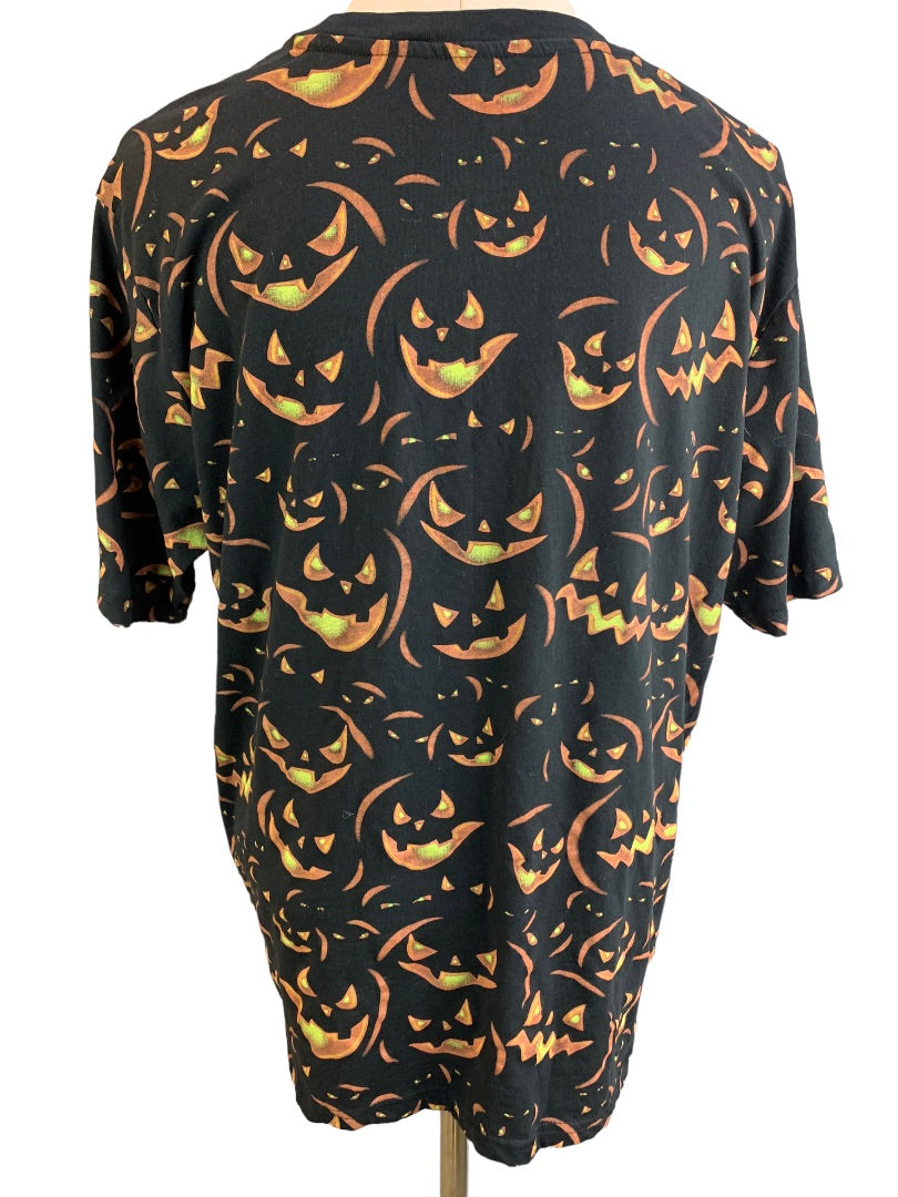 XXL ADTN Women's Black Jack-O-Lantern Short Sleeve Tshirt
