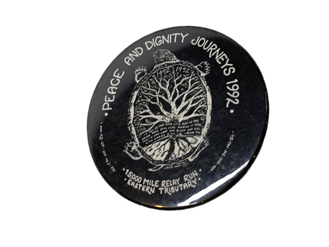 Vintage 1992 Pinback 15,000 Mile Relay Run Eastern Tributary Black White 2.25" Diameter