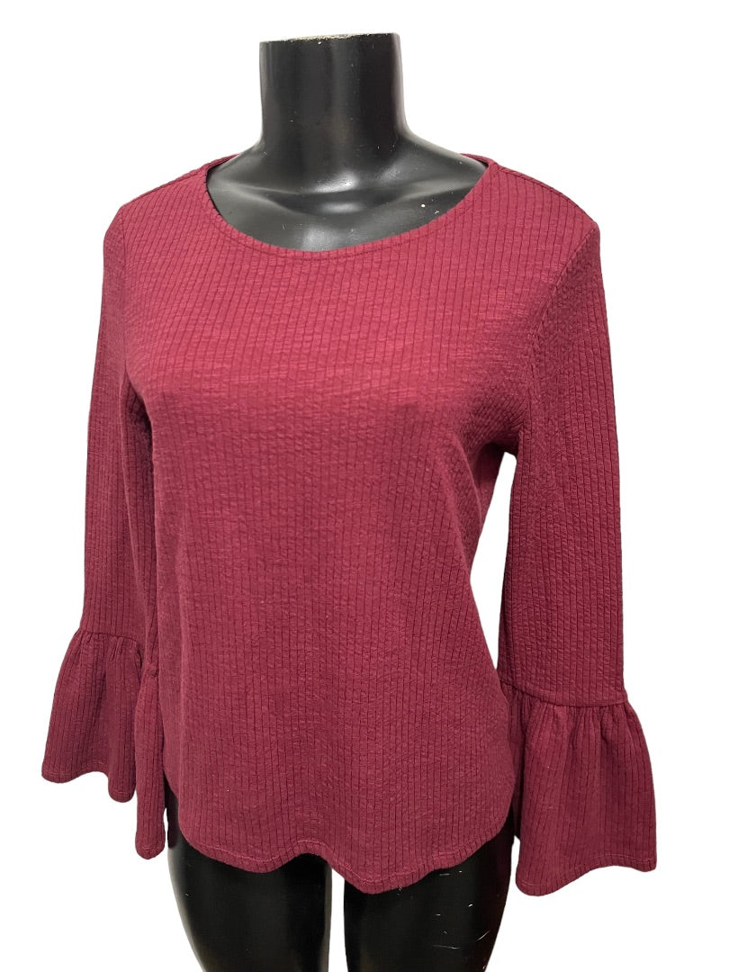 XS Porridge Anthropologie Women's Ribbed Knit Poet Sleeve Top