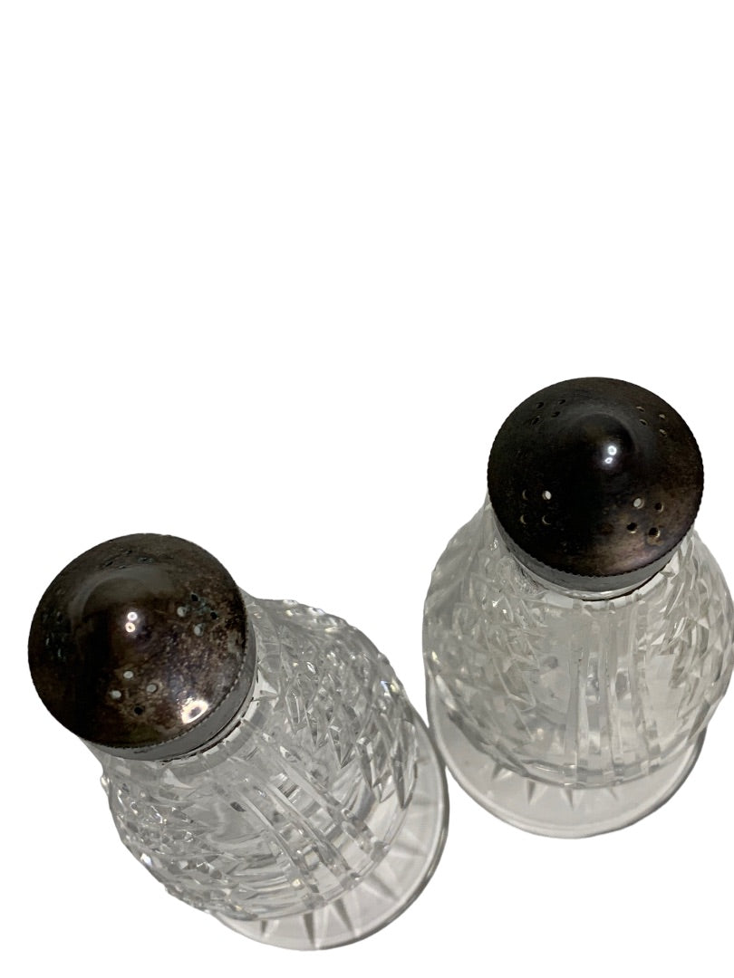 Vintage 1970s Crystal Footed Salt and Pepper Shakers Set 6.25 Inches