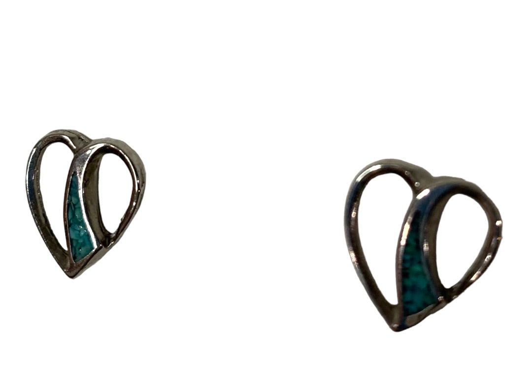 Silvertone Heart Post Pierced Earrings .5 Inch Delicate