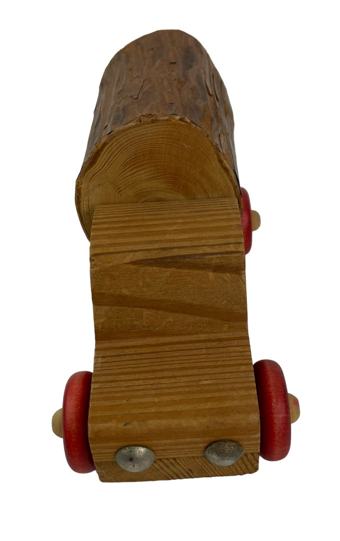 California Redwood Logger Wooden Toy Truck Red Wheels