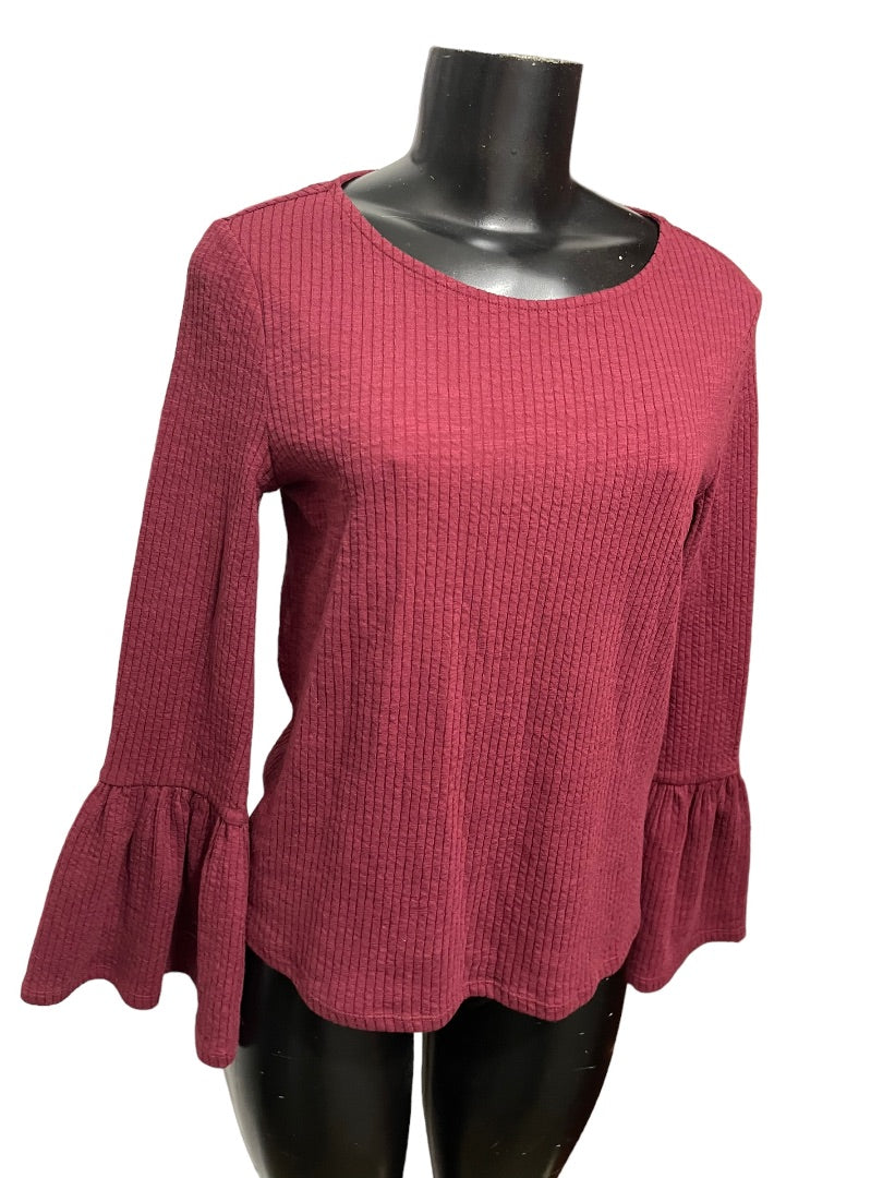 XS Porridge Anthropologie Women's Ribbed Knit Poet Sleeve Top