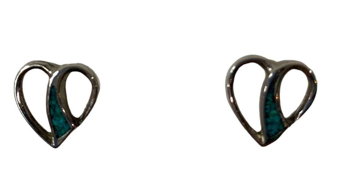 Silvertone Heart Post Pierced Earrings .5 Inch Delicate