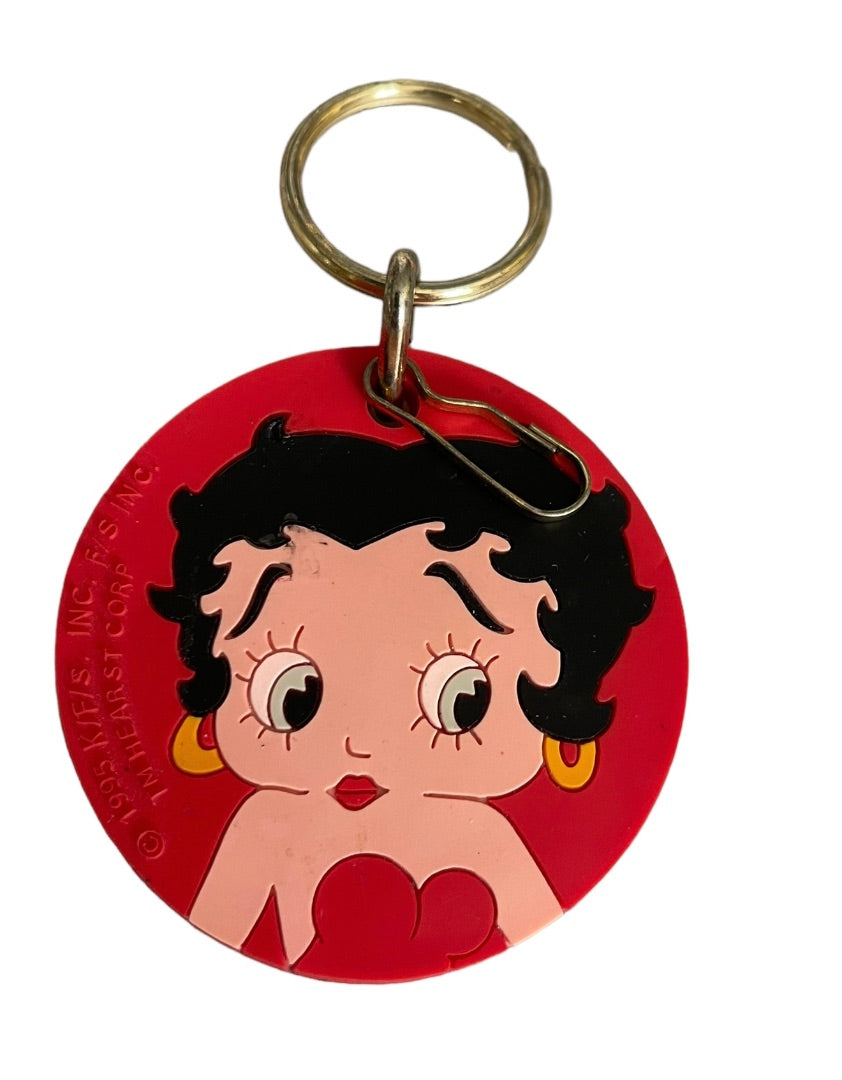 Betty Boop 1995 Hearst Corp Red Keychain Rubber Disk 2.5" Diameter