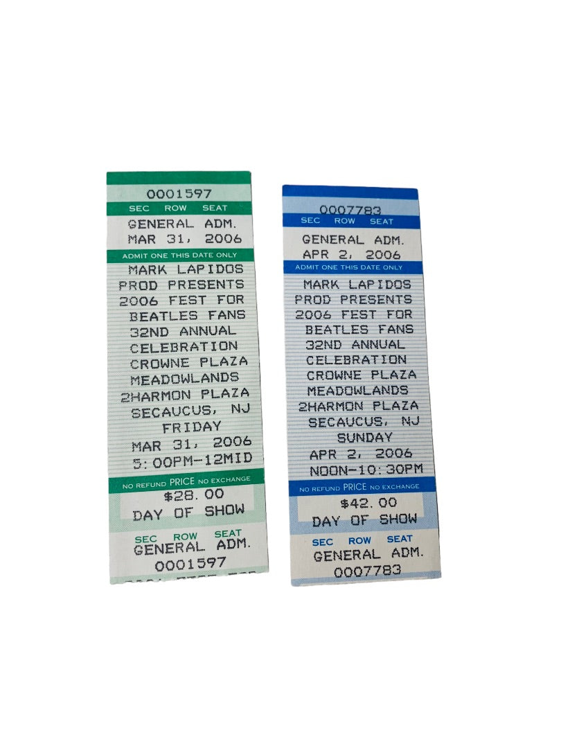 Beatles Fest Tickets 32nd Annual Secaucus NJ 2006 April 2 and March 31