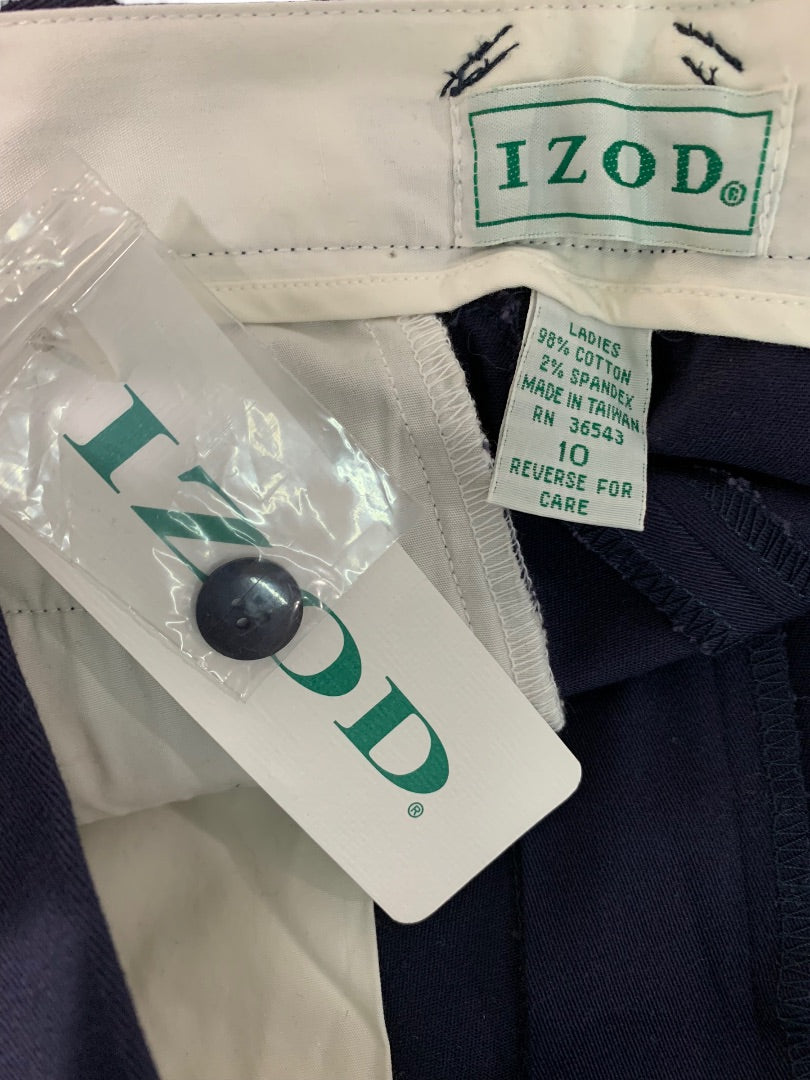 Size 10 Izod Women's Navy Blue Stretch Cotton Chino Pants New Y2K