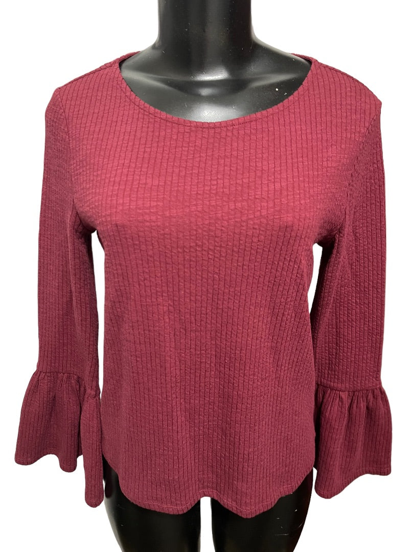 XS Porridge Anthropologie Women's Ribbed Knit Poet Sleeve Top