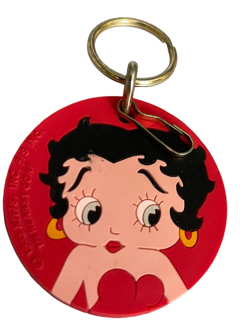 Betty Boop 1995 Hearst Corp Red Keychain Rubber Disk 2.5" Diameter