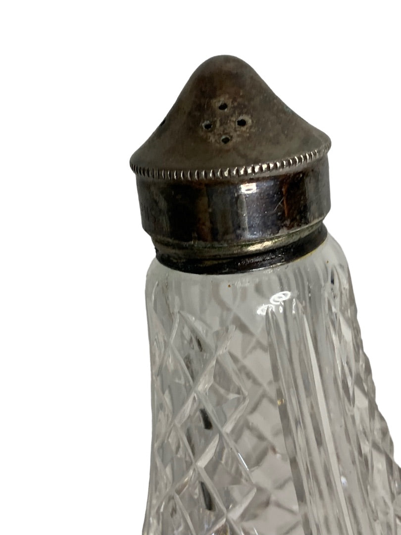 Vintage 1970s Crystal Footed Salt and Pepper Shakers Set 6.25 Inches