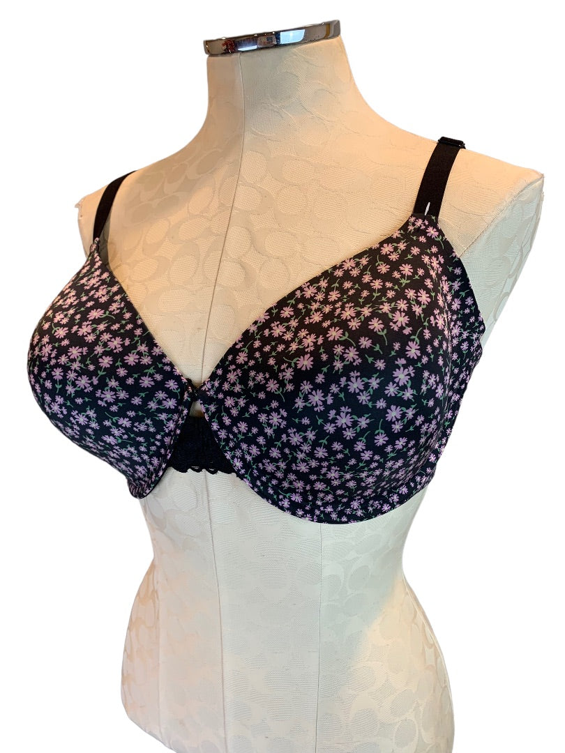 38D Maidenform DM7549 Underwire Bra Full Coverage Fab Fit 2.0 Navy Blue Floral