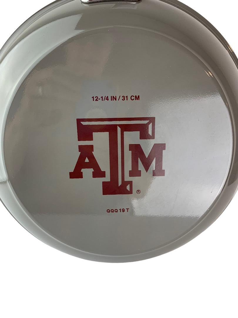 Texas A&M College Kitchen Sizzle n' Score Porcelain Enamel 12.25" Skillet New