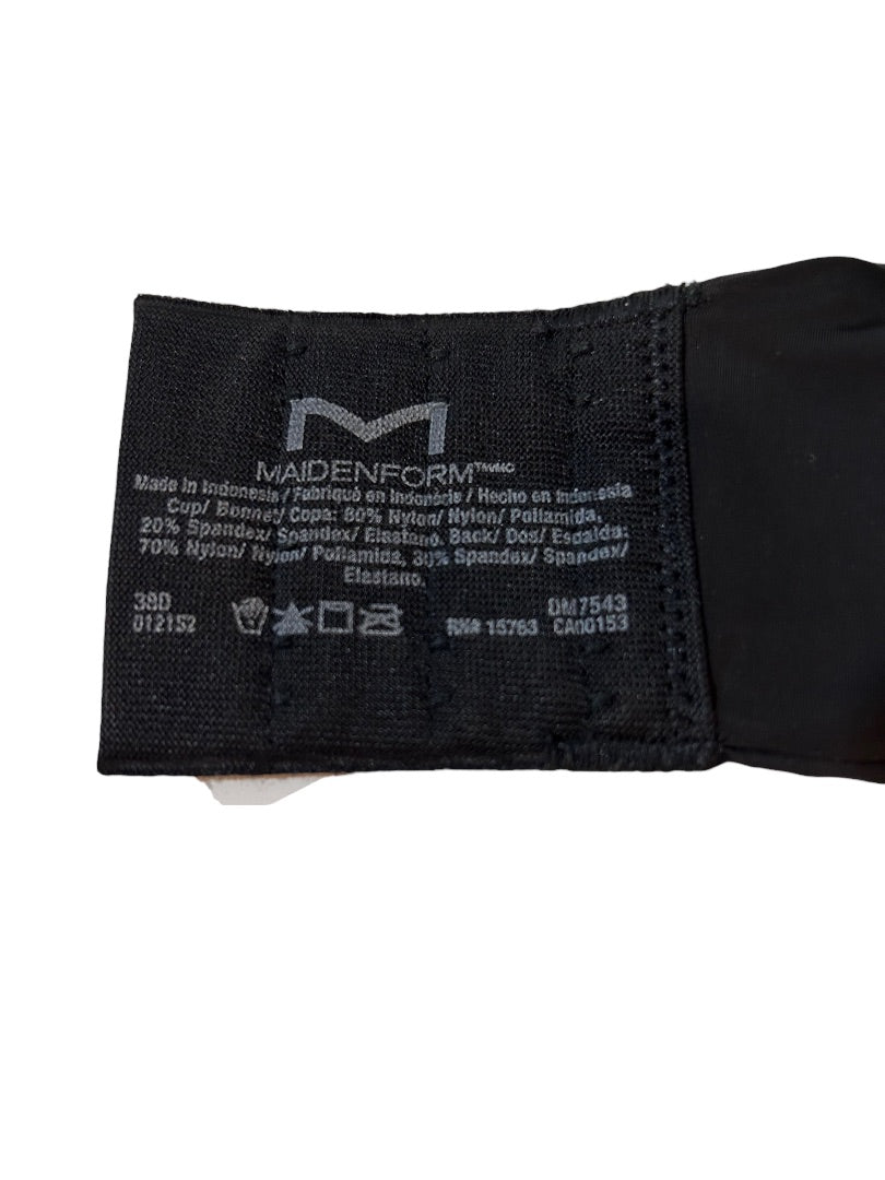 38D Maidenform Black Lace Front Underwire Bra Fabulous Fit DM7543