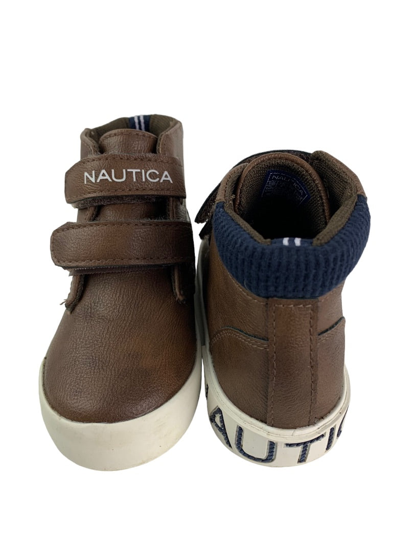 Size 9 Little Kids Nautica Brown Chukka Boots Hook and Loop Closure