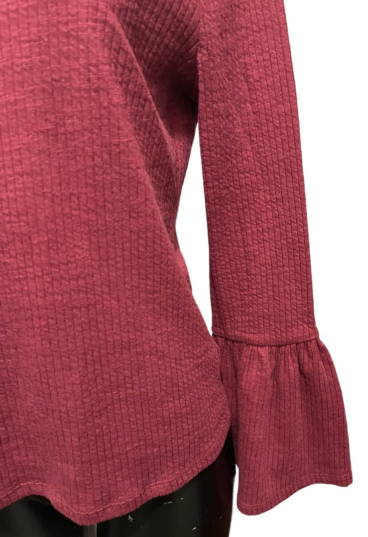 XS Porridge Anthropologie Women's Ribbed Knit Poet Sleeve Top