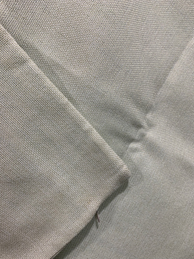 Set of 2 Pillow Covers Burlap Style Green Blue Striped 16" Square Zip Closure
