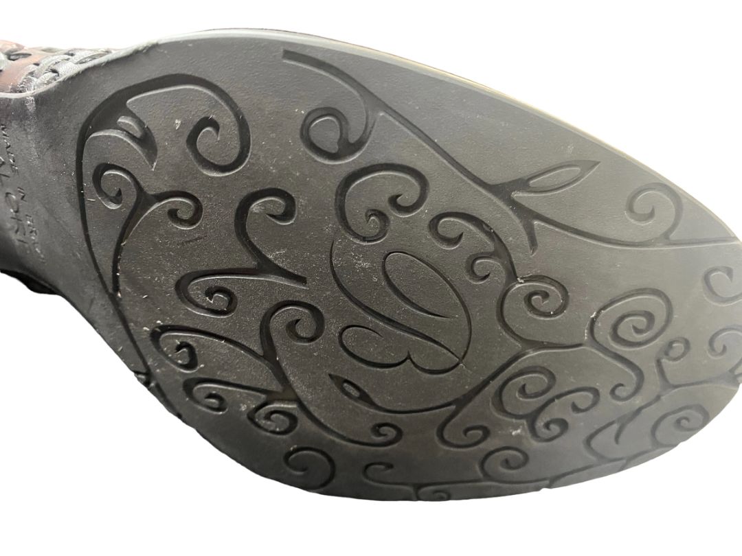 7.5 Brighton Galore Black Woven Leather Booties Boots