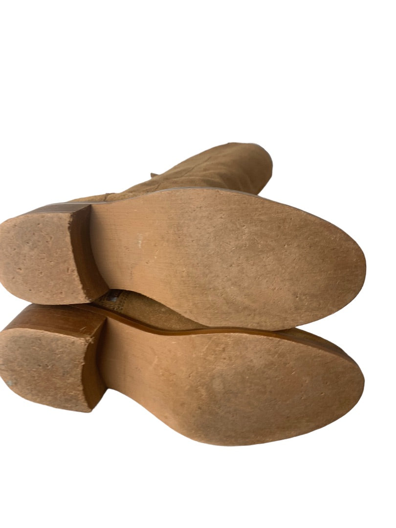 6 Haughty Monkey Women's Brown Suede Boots 1.5" Block Heel