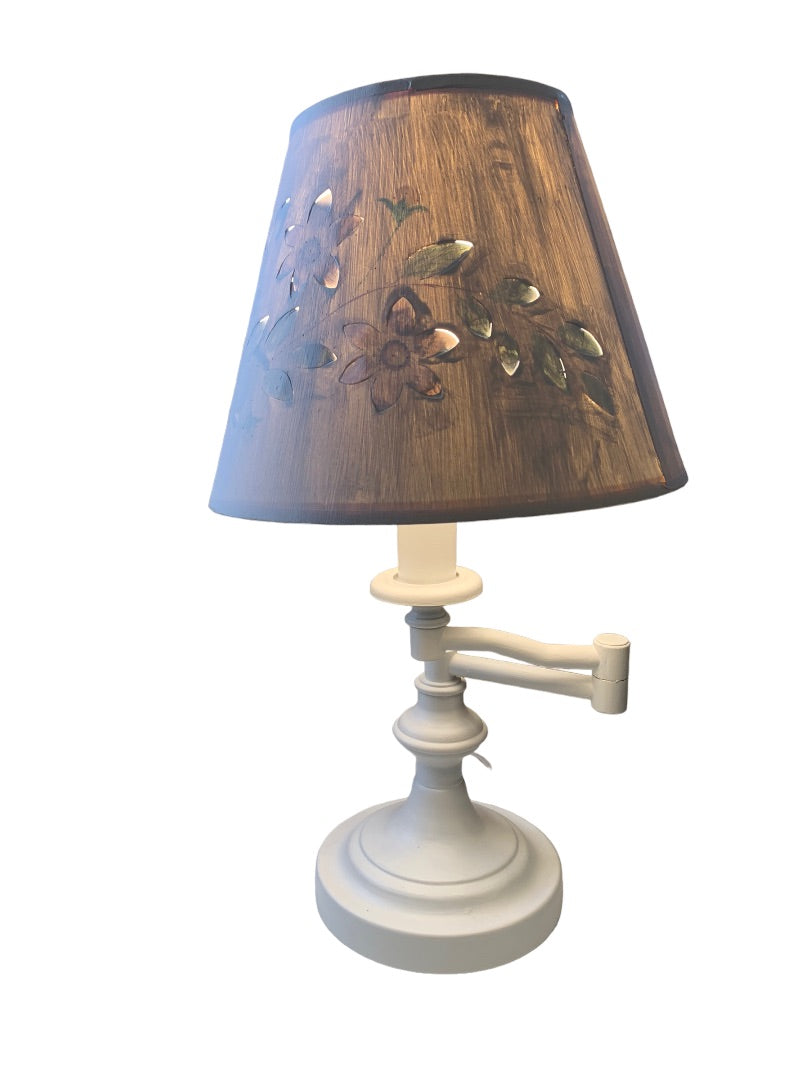Vintage Painted White Swivel Arm Tabletop Lamp Light Adjustable Shabby Chic Shade