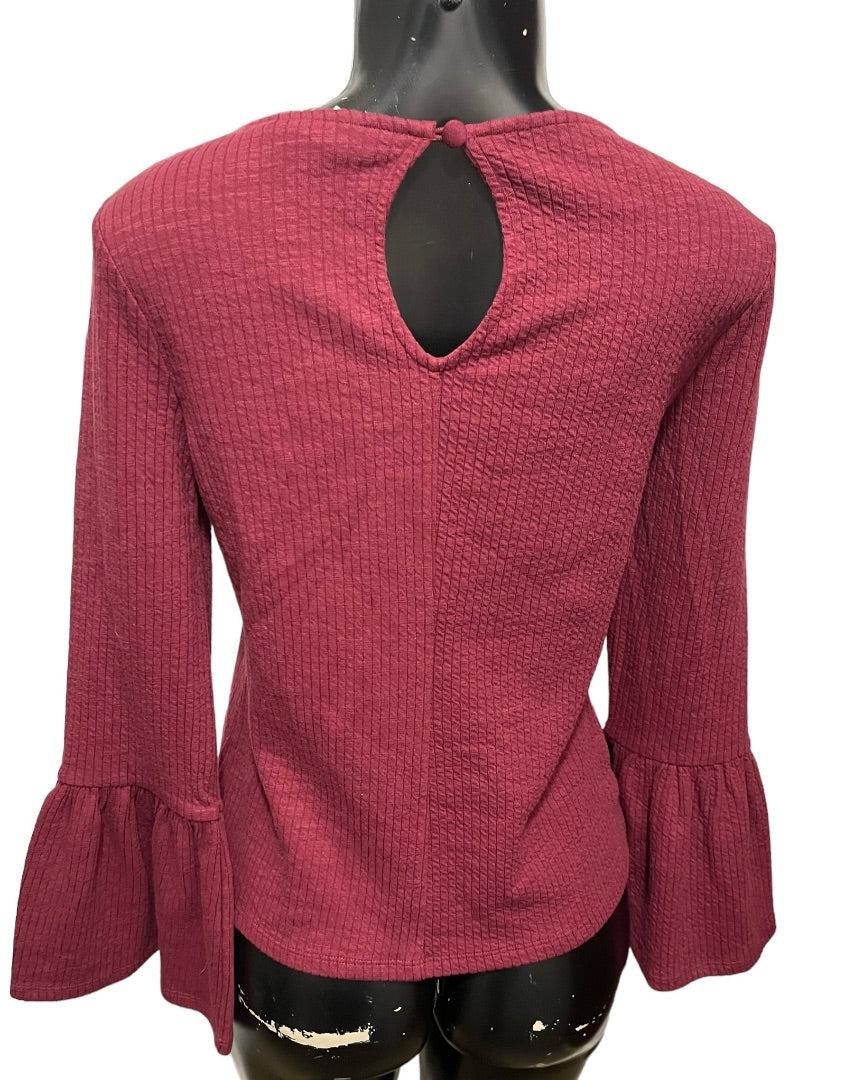 XS Porridge Anthropologie Women's Ribbed Knit Poet Sleeve Top