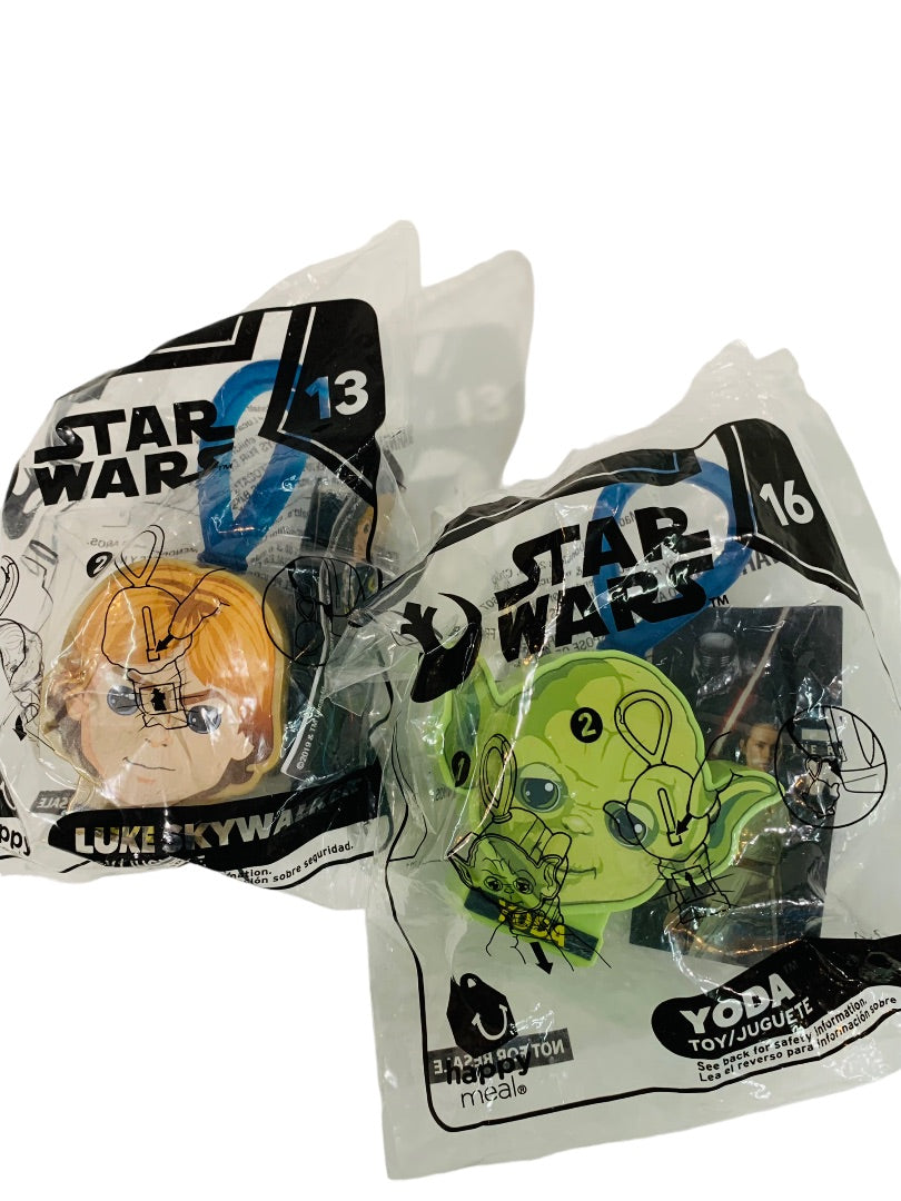 2019 McDonalds Star Wars Toys Yoda Luke Skywalker Sealed Clips