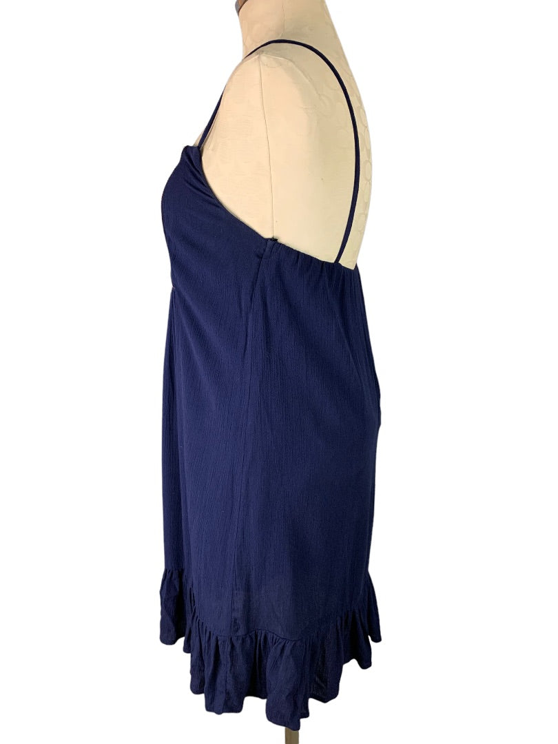 Small Way-In Clothing Company Women's Navy Blue Boho Sundress Spaghetti Strap Pullover