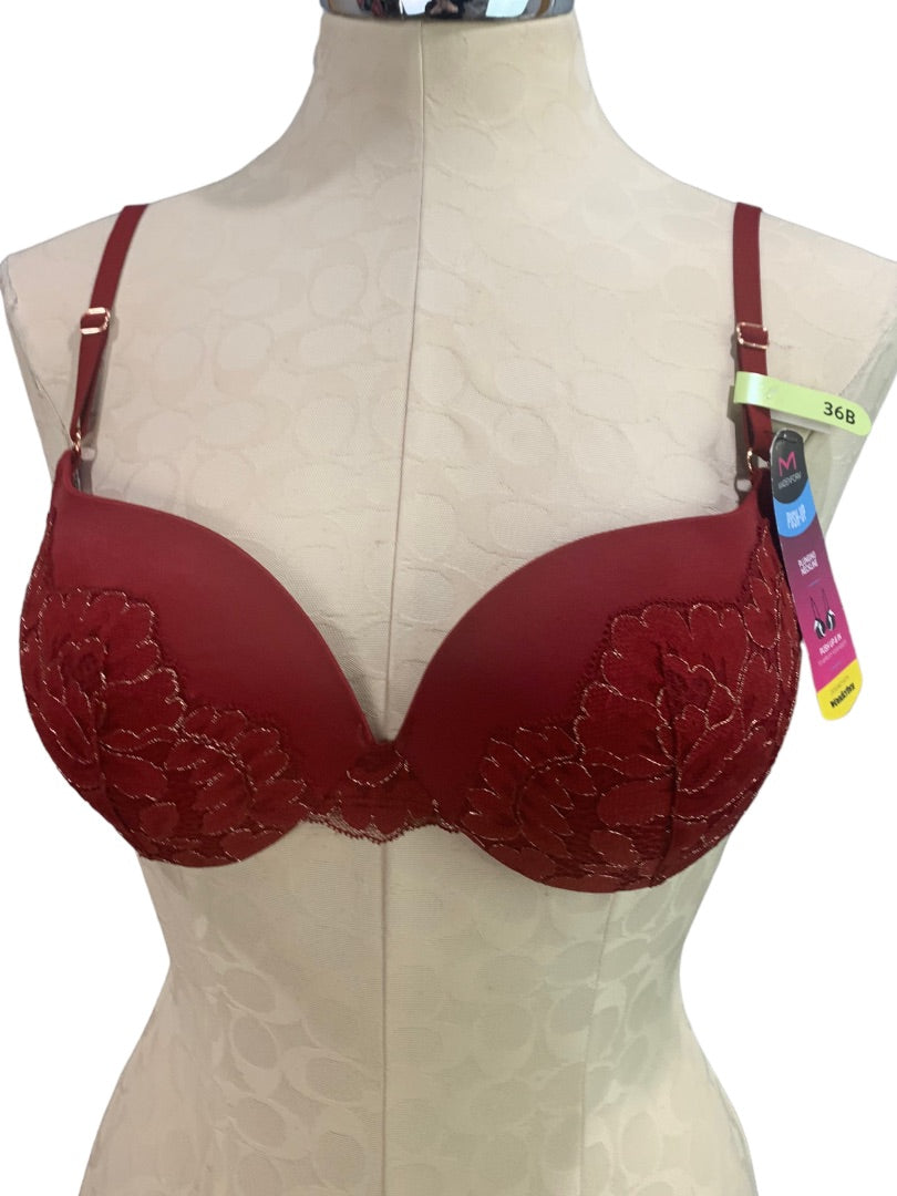 36B Maidenform Bra DM9900 Push-Up Plunging Neckline Bra Padded Underwire New