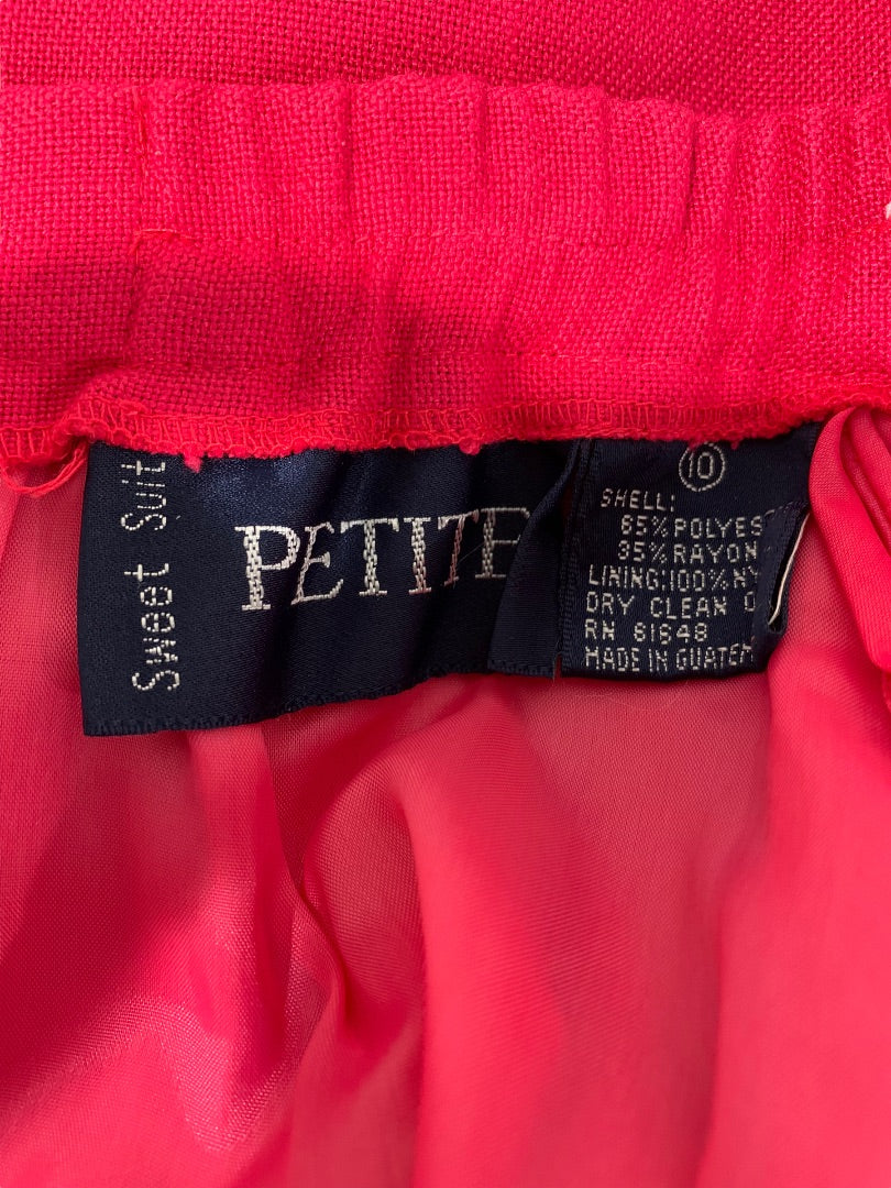Size 10P Sweet Suit Petite Women's Hot Pink Vintage 1990s Pencil Skirt Pockets