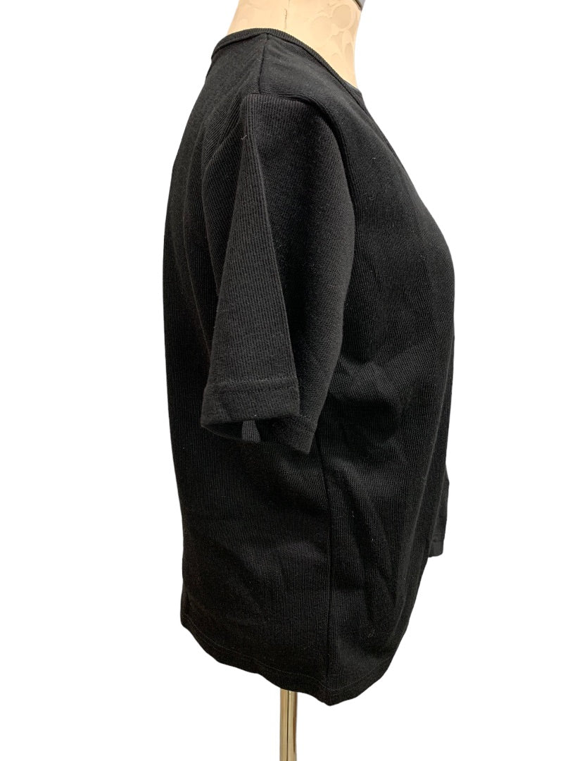 Large Carolyn Taylor Women's Black New Short Sleeve Pullover Cardigan Style Sweater