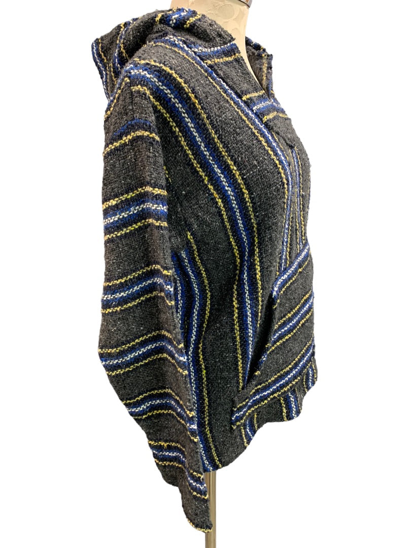 Small Unbranded Women's Baja Shirt Dark Gray Blue Yellow Pullover