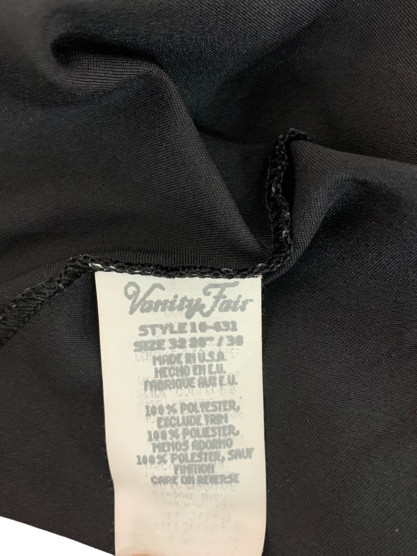 Size 38 (Large) Vanity Fair Women's Black Slip Vintage 1970s Slip Knee Length