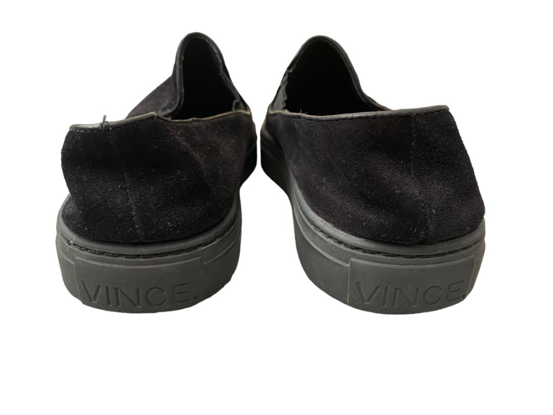 7 VINCE Neda Black Suede Slip-On Sneakers Leather Toe Cap
