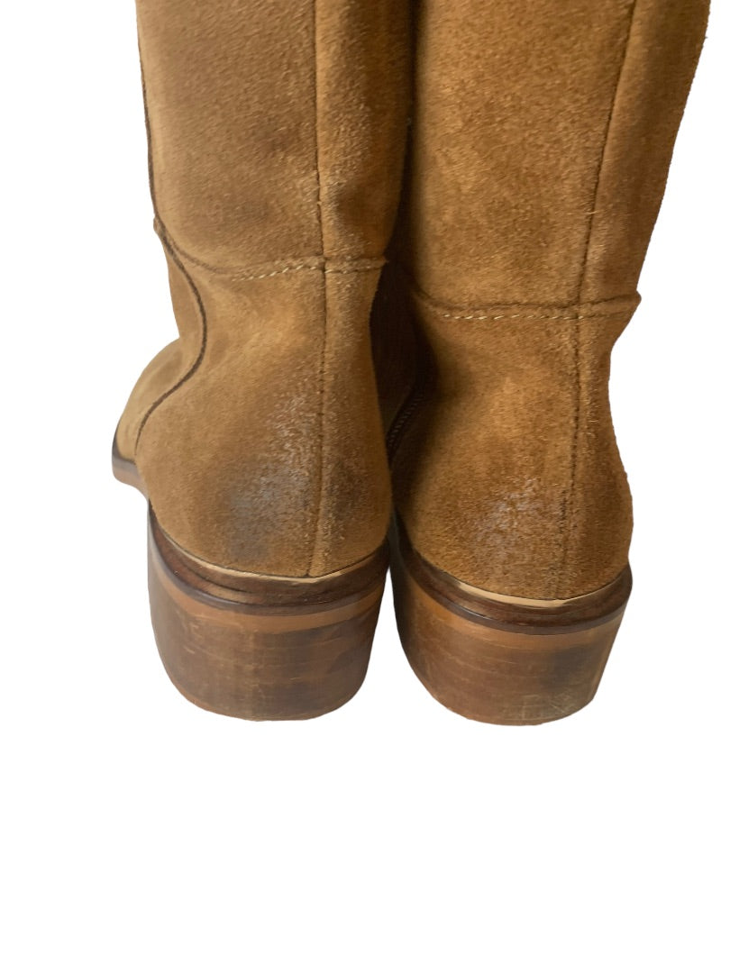 6 Haughty Monkey Women's Brown Suede Boots 1.5" Block Heel