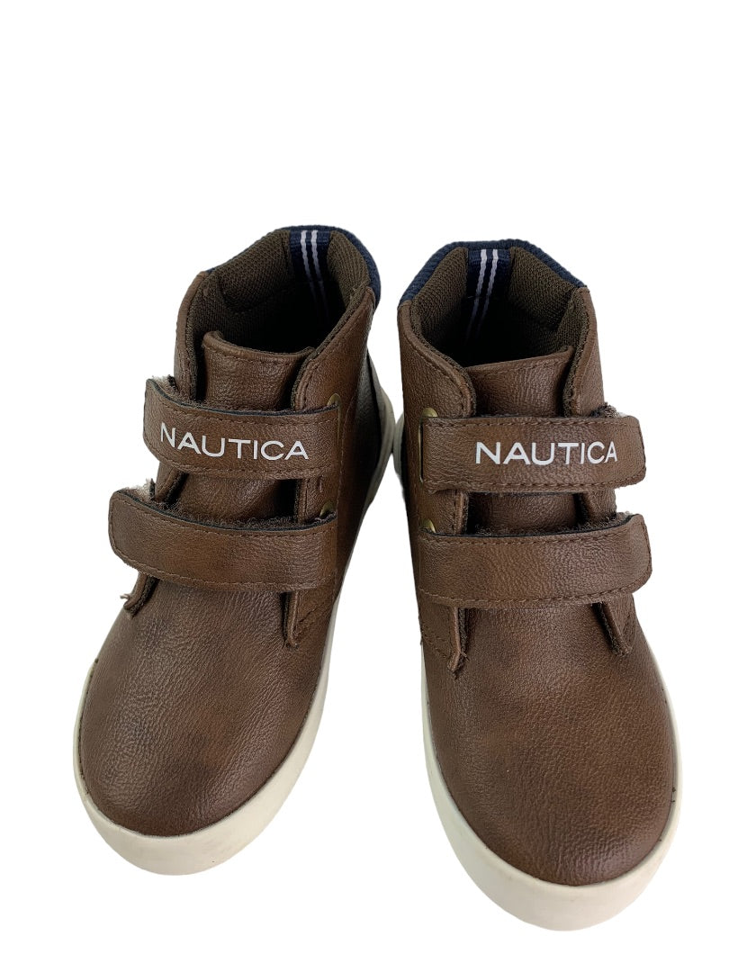 Size 9 Little Kids Nautica Brown Chukka Boots Hook and Loop Closure