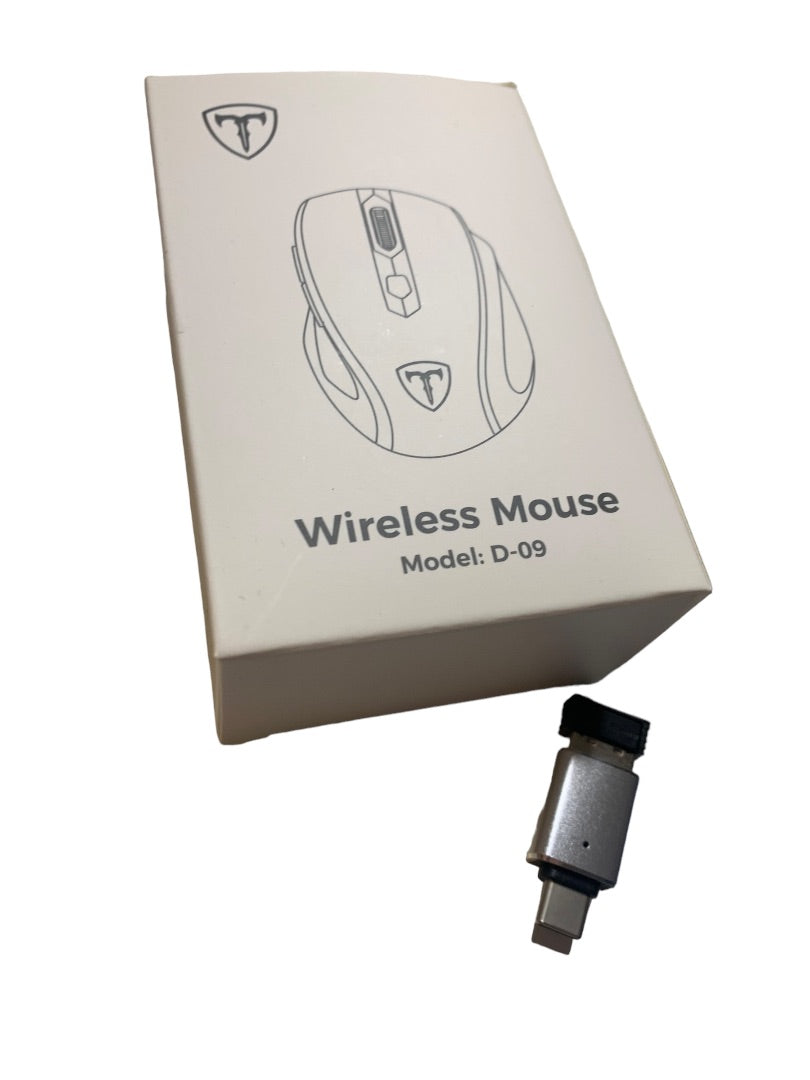 Wireless Mouse Model D-09 (CA57BN) Scroll Wheel Black with USB Receiver New