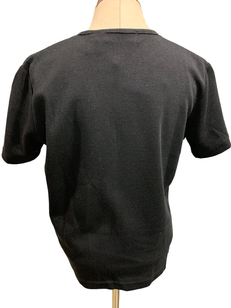 Large Carolyn Taylor Women's Black New Short Sleeve Pullover Cardigan Style Sweater
