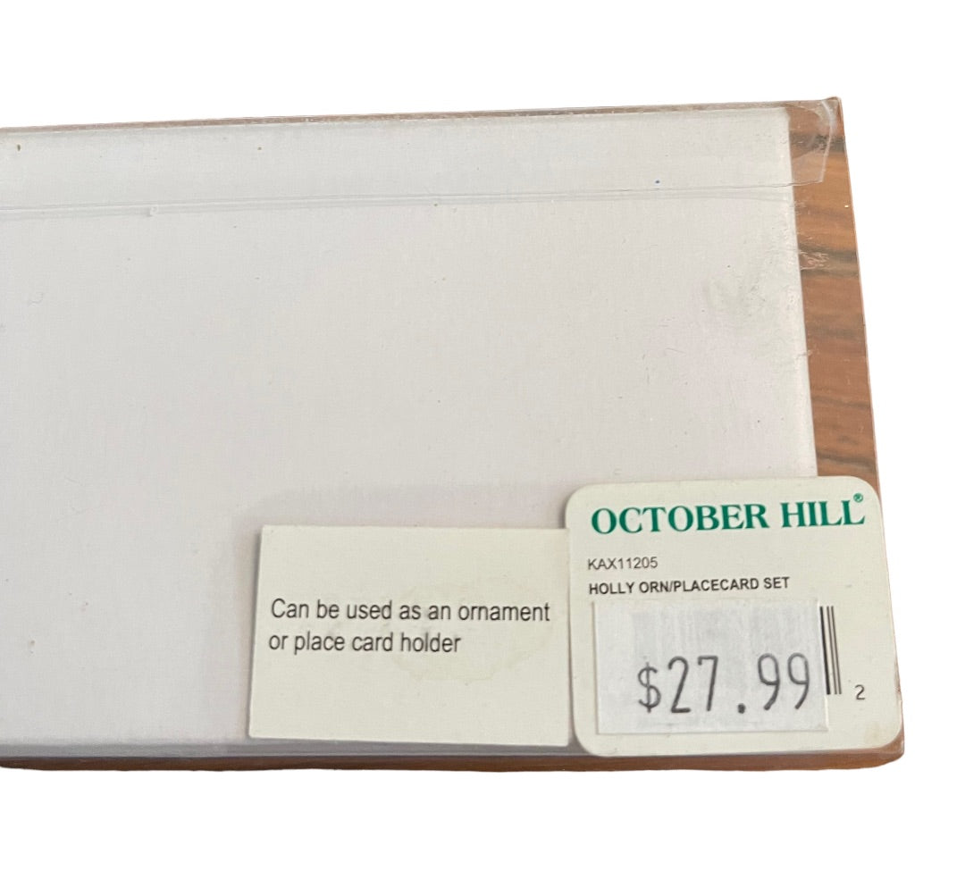 October Hill Holly Holiday Place Card Holder Ornament Set of 6