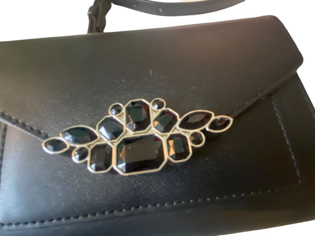 NWT Nine West Aleksei Crossbody Black Jeweled Purse Shoulder Bag