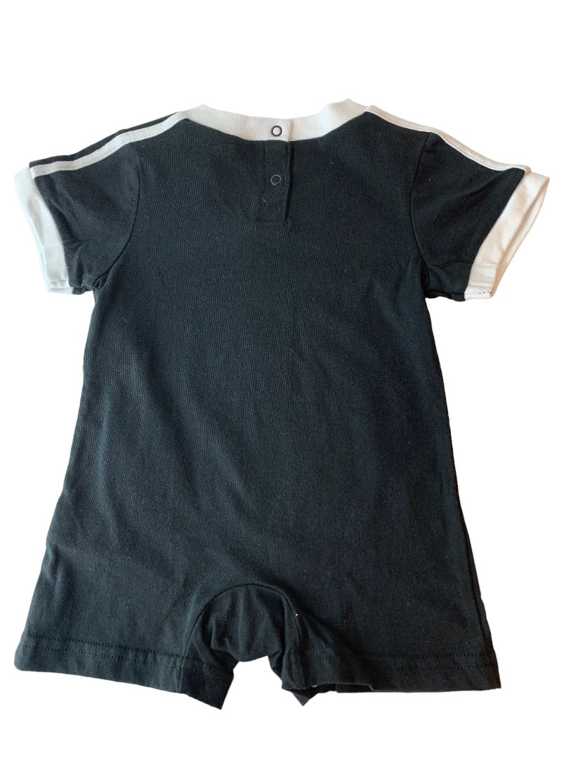 6 Months Adidas Boys Black One Piece Logo Short Sleeve Shorts New