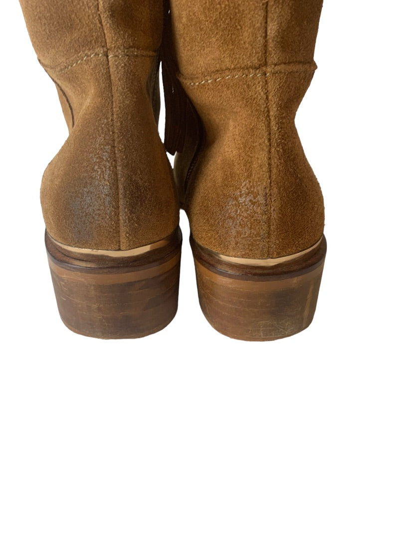 6 Haughty Monkey Women's Brown Suede Boots 1.5" Block Heel