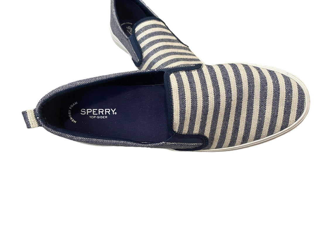 Size 12 Sperry Blue White Striped Slip On Sneakers Women's